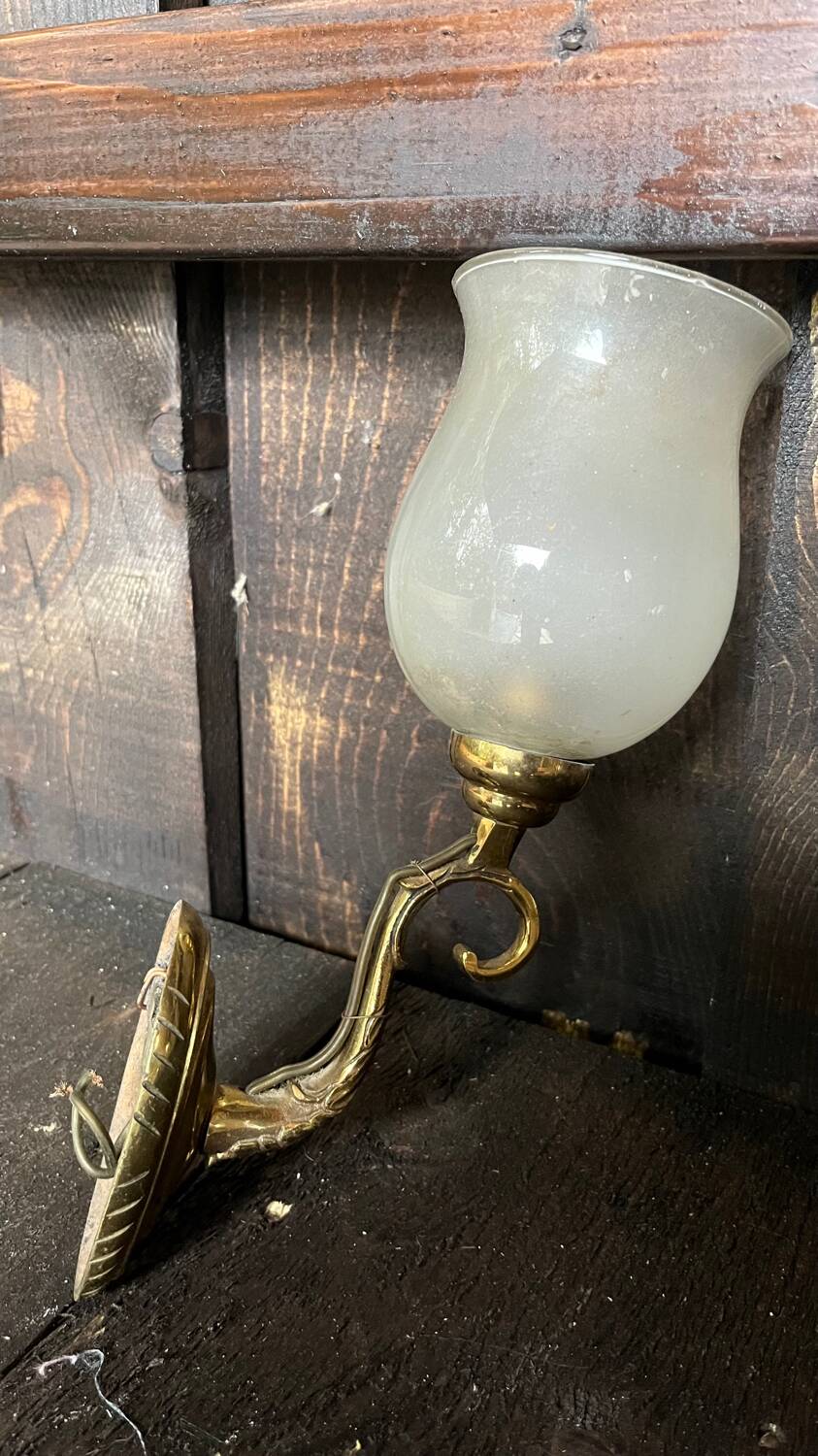 Paire d’appliques laiton et verre vintage