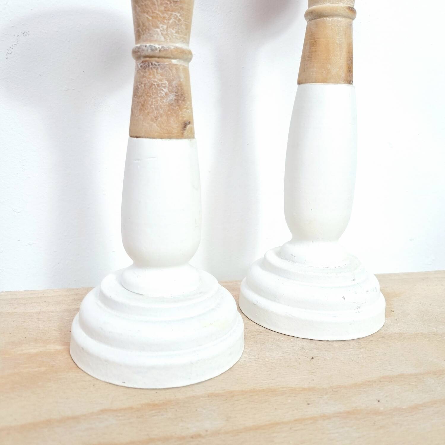 Painted wooden candlesticks