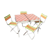 Vintage folding table and its four children's chairs