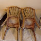 Pair of Baumann bistro chairs with sky brown seat