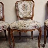 Set of 3 Louis XV style chairs - In carved and moulded wood with flowers