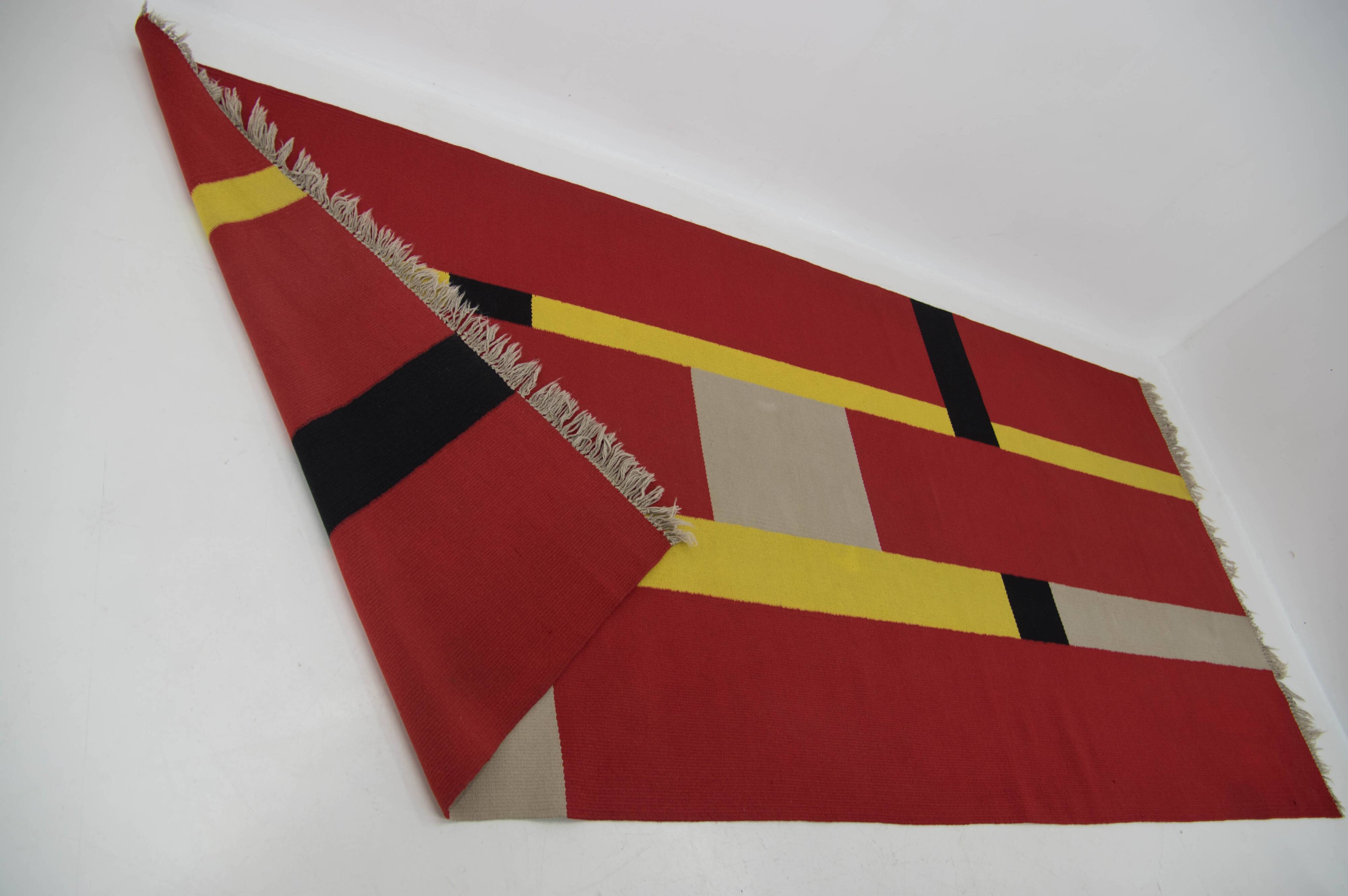 Rare Bauhaus Geometric Carpet, 1940s