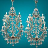 Large Crystal Murano Glass Chandeliers Set of 2