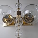 Applique murale tchèque en laiton et verre du milieu du siècle, par Kamenický Šenov, années 1970