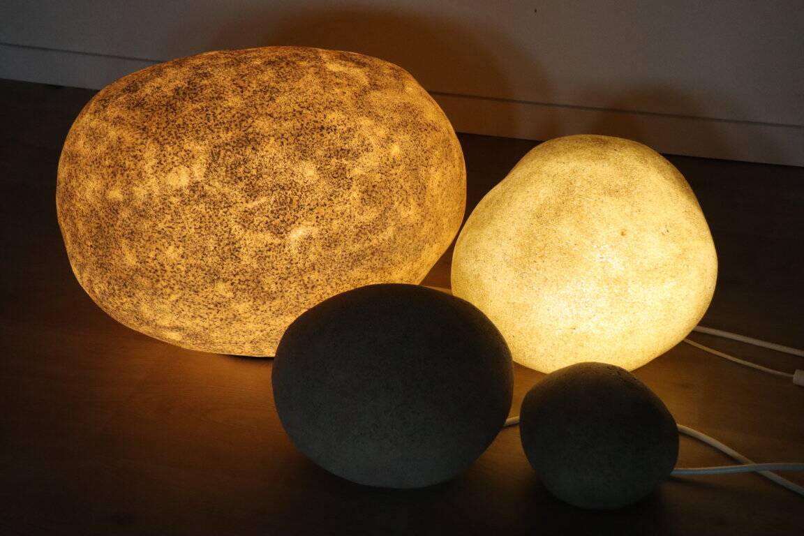 Set of 4 “Dora” model rock lamps by André Cazenave for Atelier A, 1960