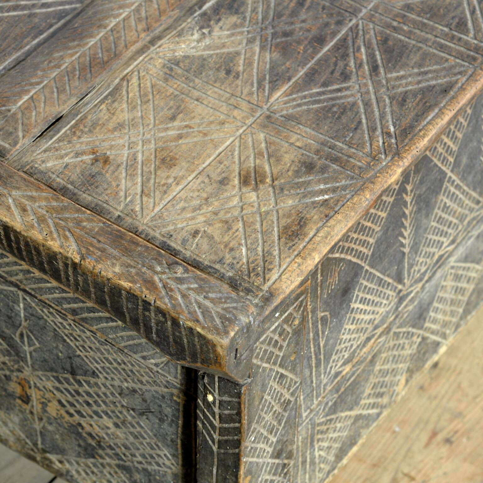 Antique beech shepherd's chest, 1820s