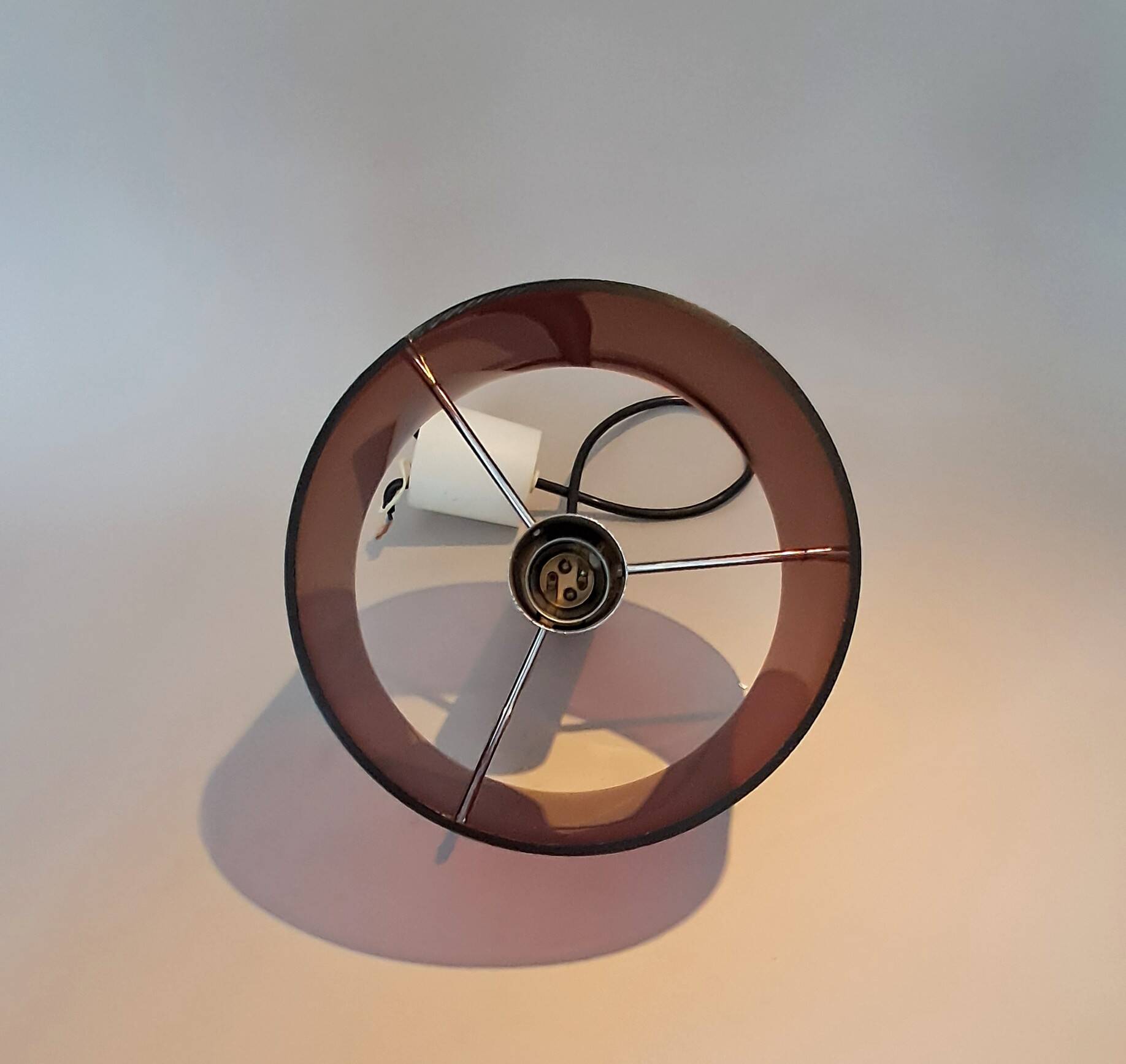 Oxar 1970 pendant light in smoked brown pvc.