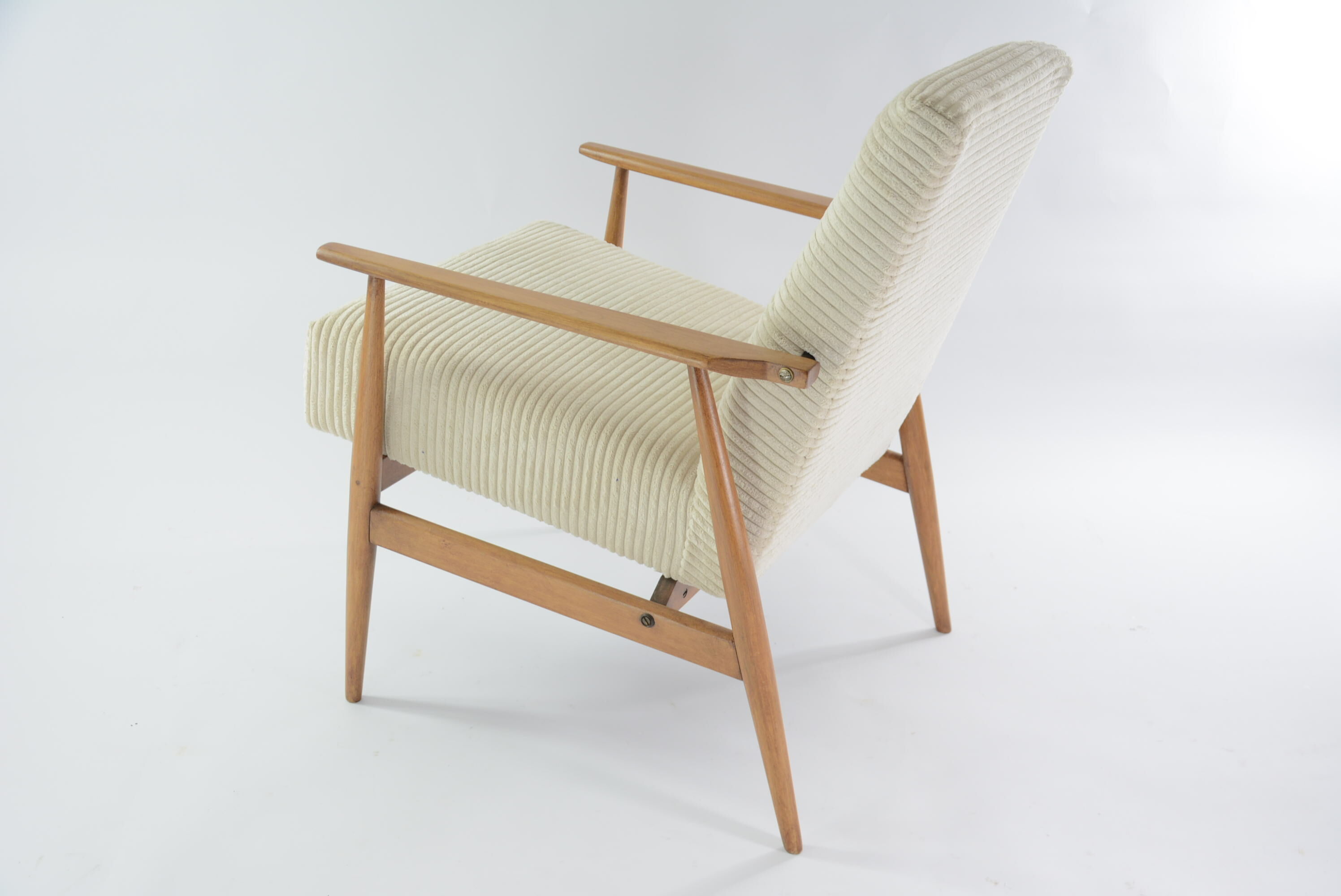 Fauteuil fox velours côtèle crème