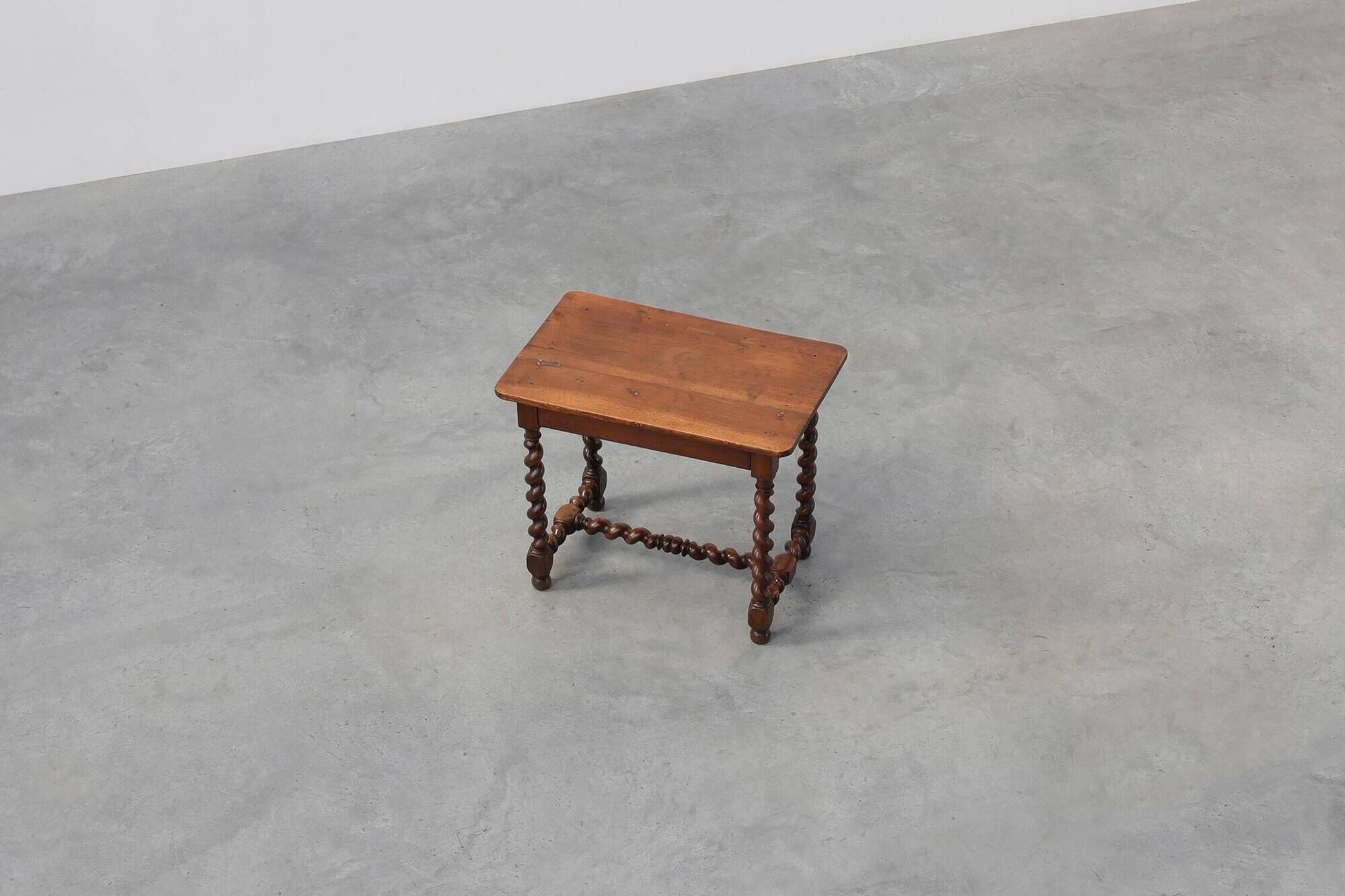 French Barley Twist Walnut Side Table with Drawer, circa 1880