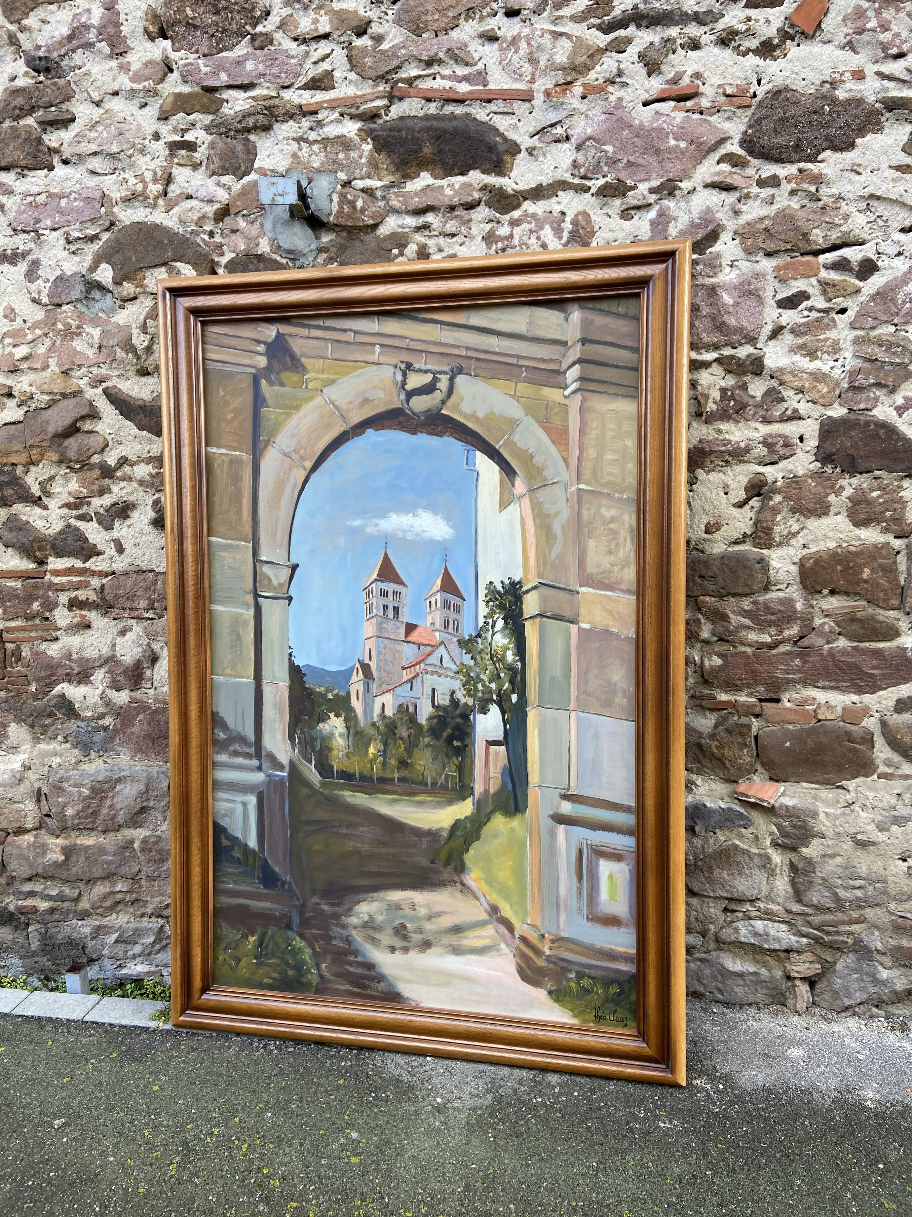 XXXL painting Alsatian landscape MURBACH Abbey By Théo Claus