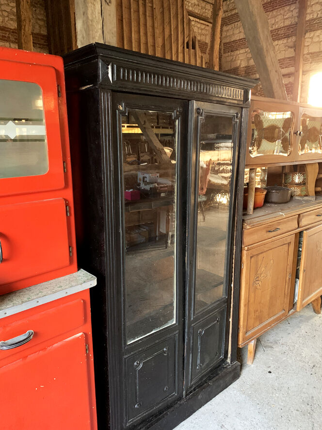 Old black wood showcase