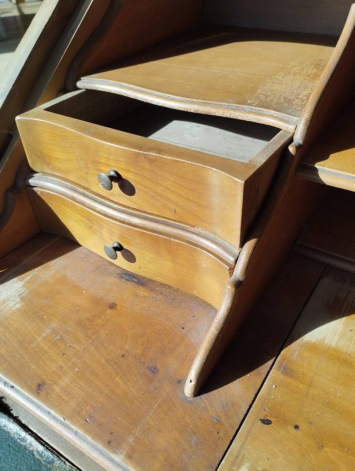 Secrétaire ancien à abattant en bois fruitier, fin XIXème s.