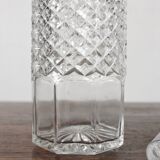 Vintage Faceted Cut Glass Round Whiskey Decanter