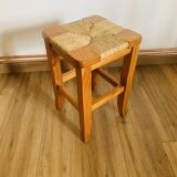 Pine and straw stool