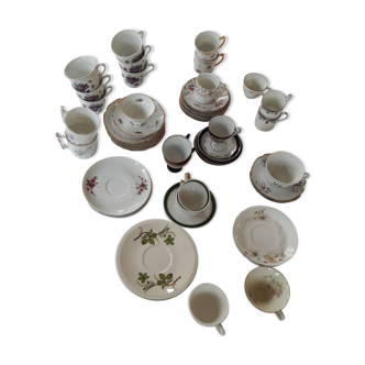 Lot of 23 coffee cups and saucers Old Fine Porcelain