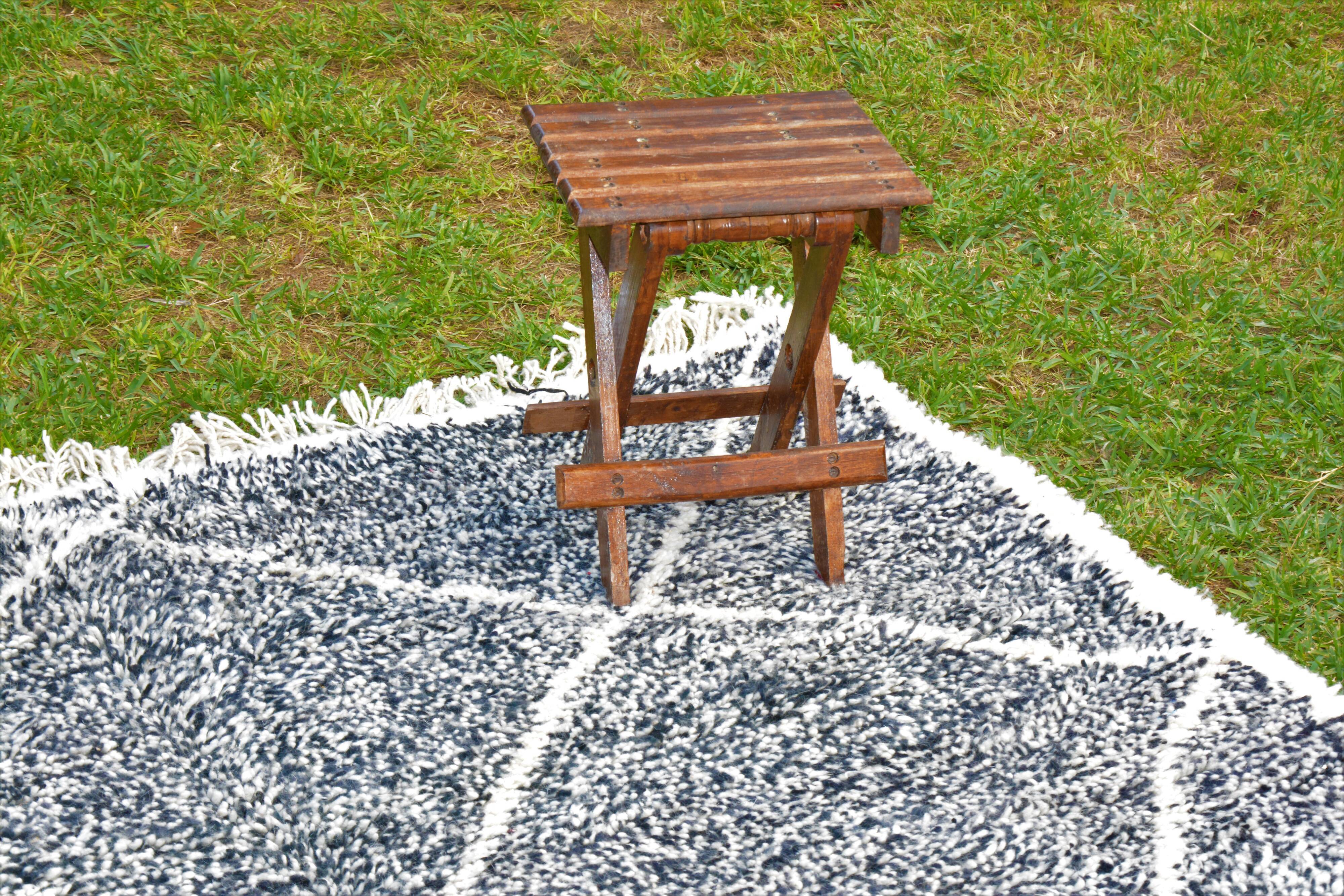Tapis berbère noir laine 170x225 cm