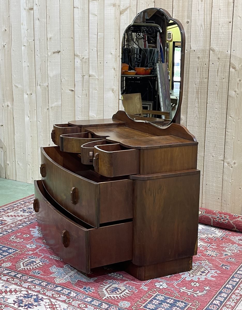 English hairdresser Art Deco walnut