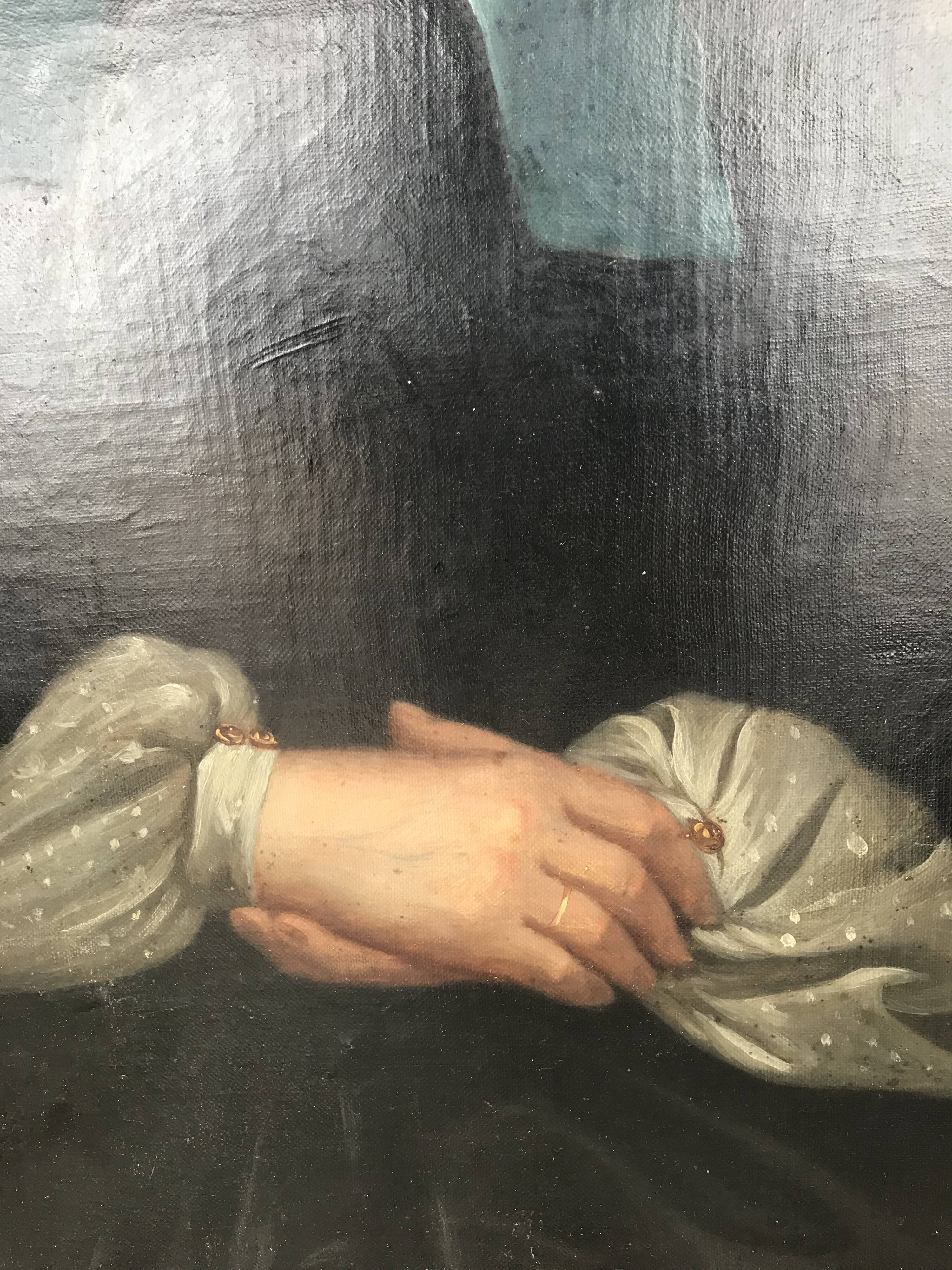 Oil on canvas portrait 19th