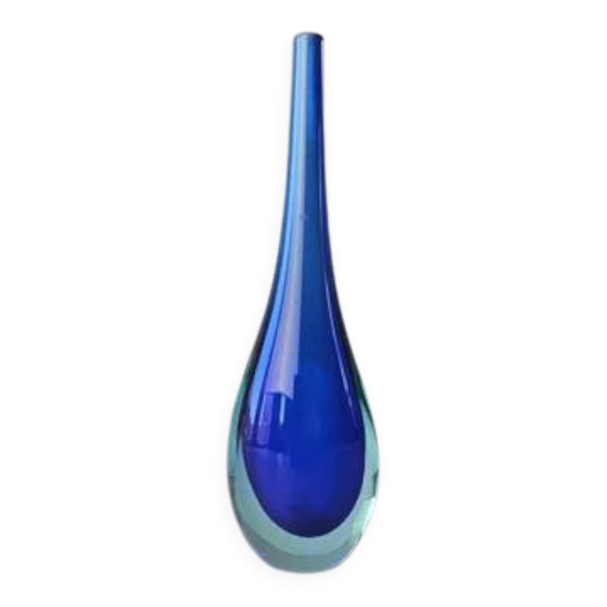 Blue Murano Sommerso collection Goccia drop-shaped soliflore vase.