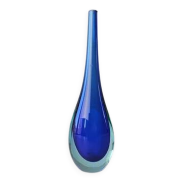Blue Murano Sommerso collection Goccia drop-shaped soliflore vase.