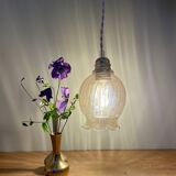 Vintage tulip pendant light in amber glass