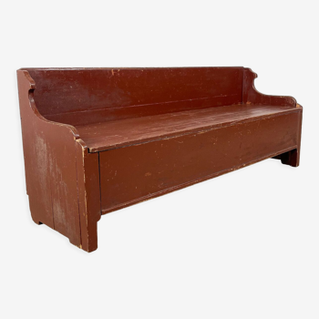 Swedish antique box bench oxblood red