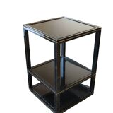 Pedestal table or side table Black smoked glass Three levels