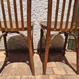 Set of 2 vintage wooden bistro chairs