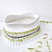 Large Asparagus Dish With Vintage Ceramic Barbotine Saucepan
