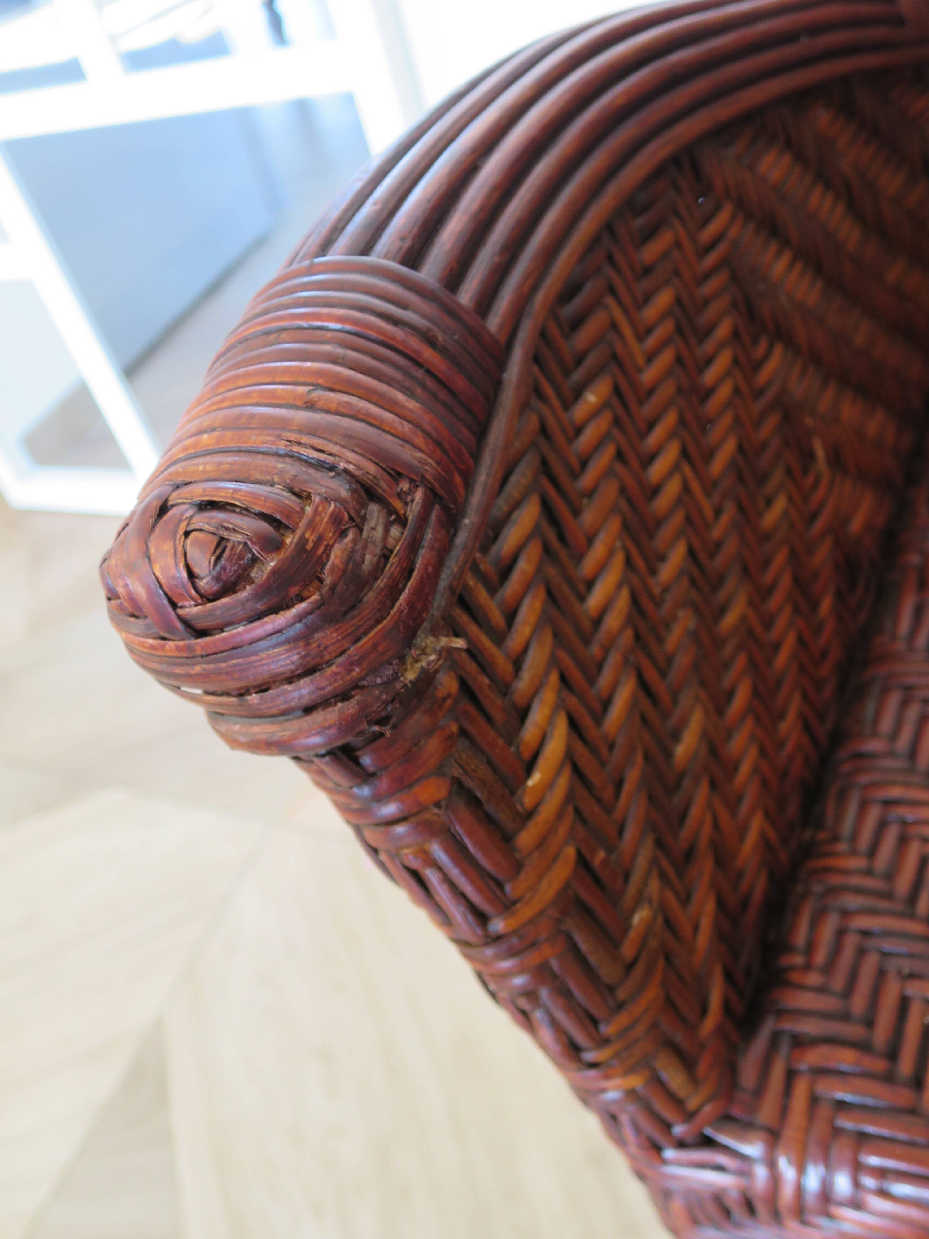 Woven rattan armchair, 1980s