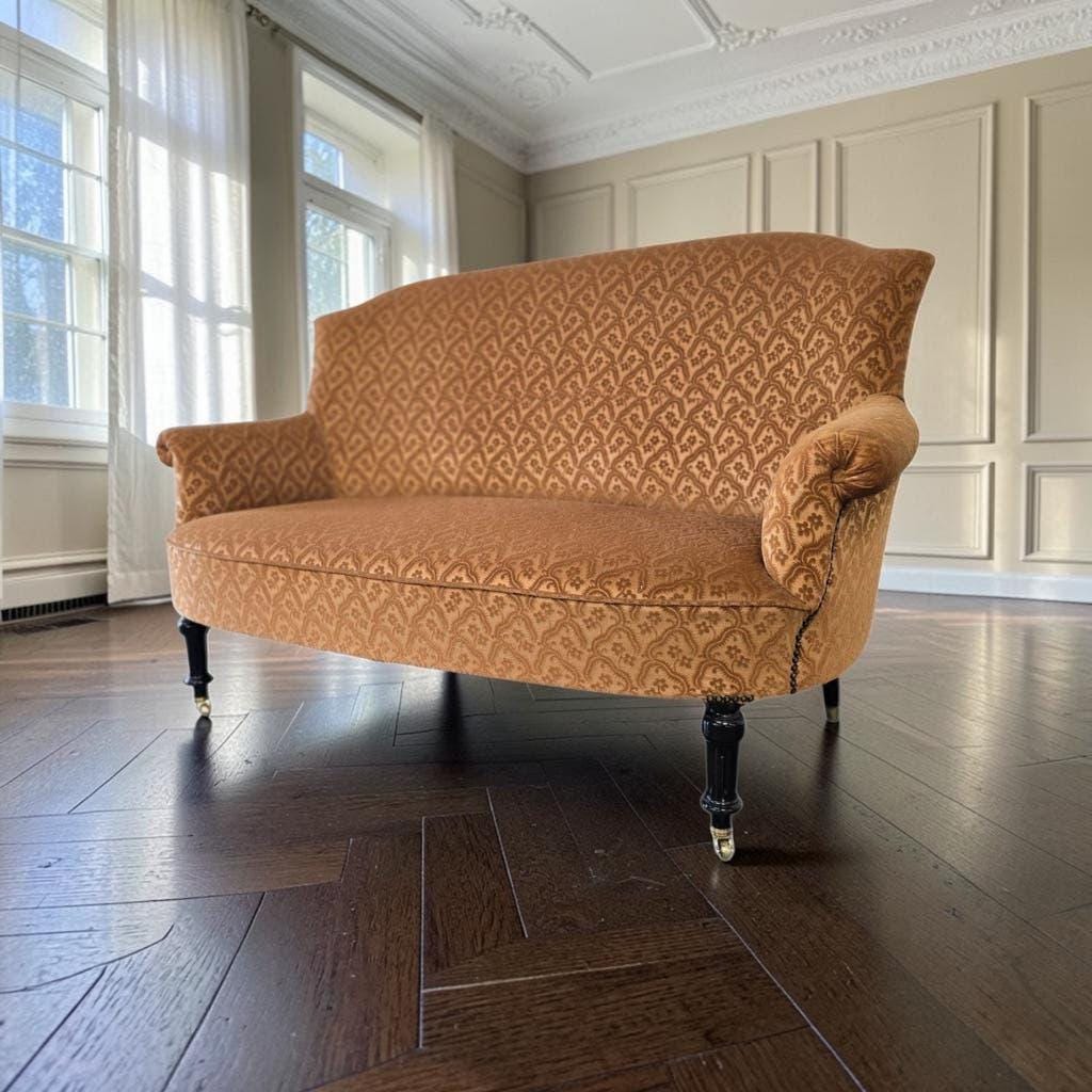 Vintage salmon pink sofa / two-seater