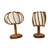 Paire de lampes de chevet en rotin Louis Sognot