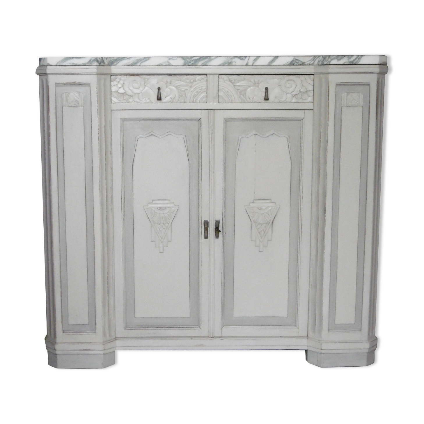 Art deco wood and marble sideboard