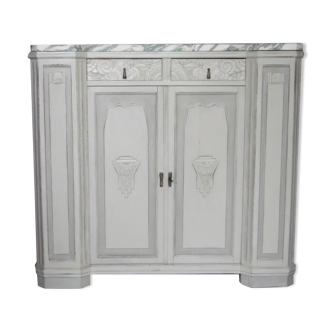 Art deco wood and marble sideboard