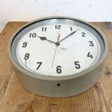 Grey Industrial Factory Wall Clock, 1950s