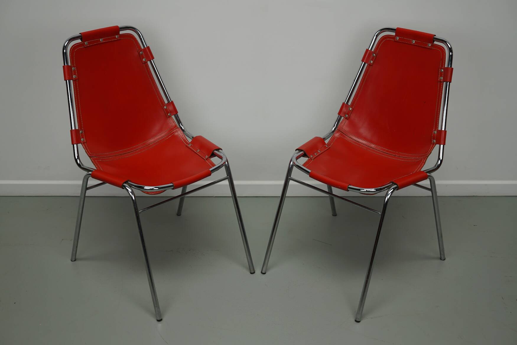 Set of Two Red Chairs by Dalvera for Les Arcs, 1960s