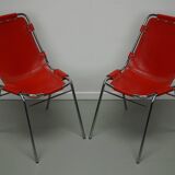 Set of Two Red Chairs by Dalvera for Les Arcs, 1960s