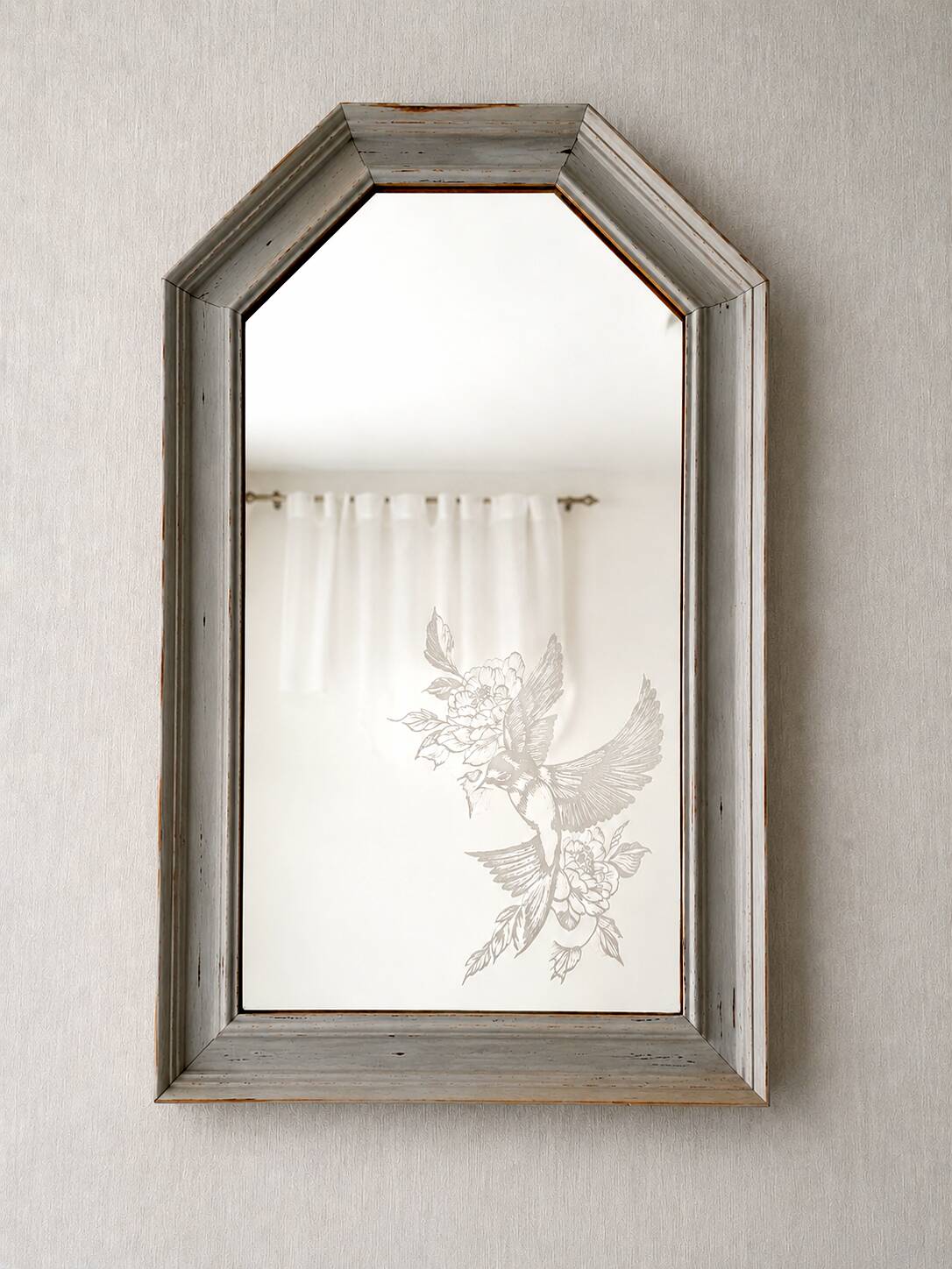 Antique hand-engraved mirror – Unique piece