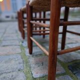 4 chairs wood and straw, 50