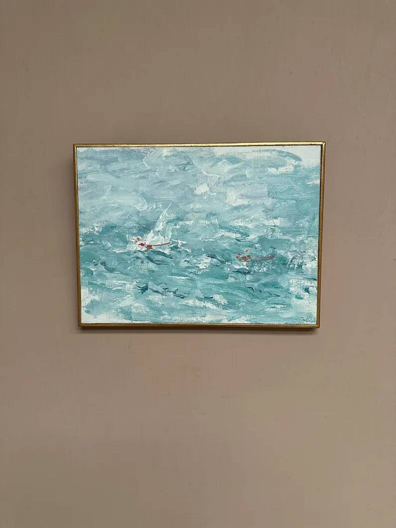 Original Swedish Oil on Panel – “Abstract” by T. Wahlström– Vintage & Framed – 40 × 30 cm (15.7" × 11.8")