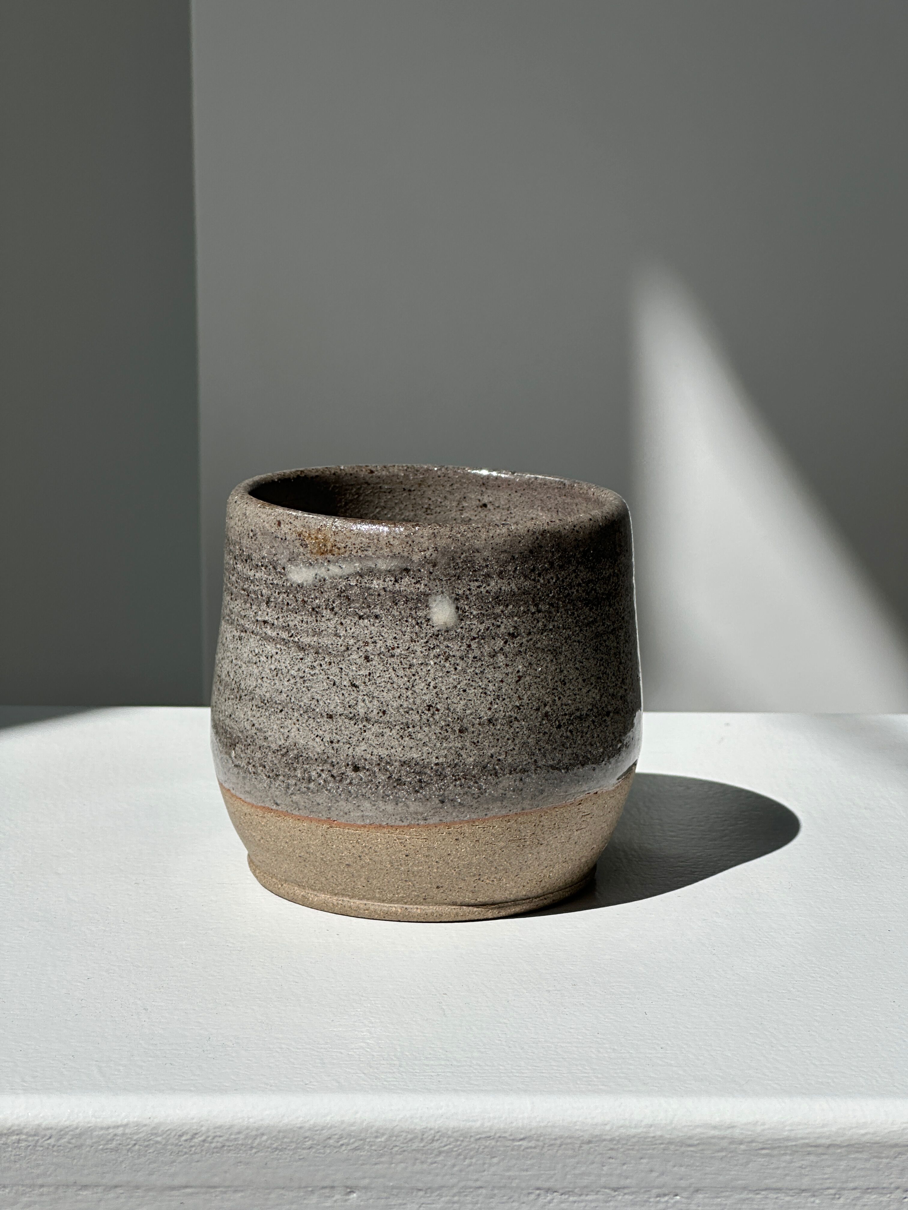 Large gray Indonesian ceramic mug