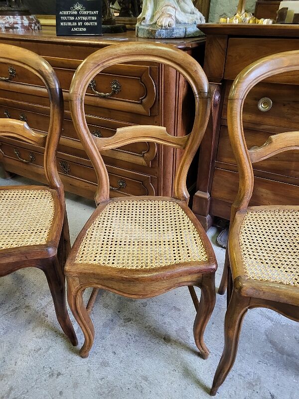 Series of 4 louis philippe walnut chairs with canning