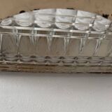 Pair of vintage modernist wall lights, beige painted metal and glass, France, 1930