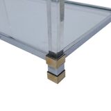 Set de 2 tables d'appoint en verre acrylique et laiton par Charles Hollis Jones, 1970s