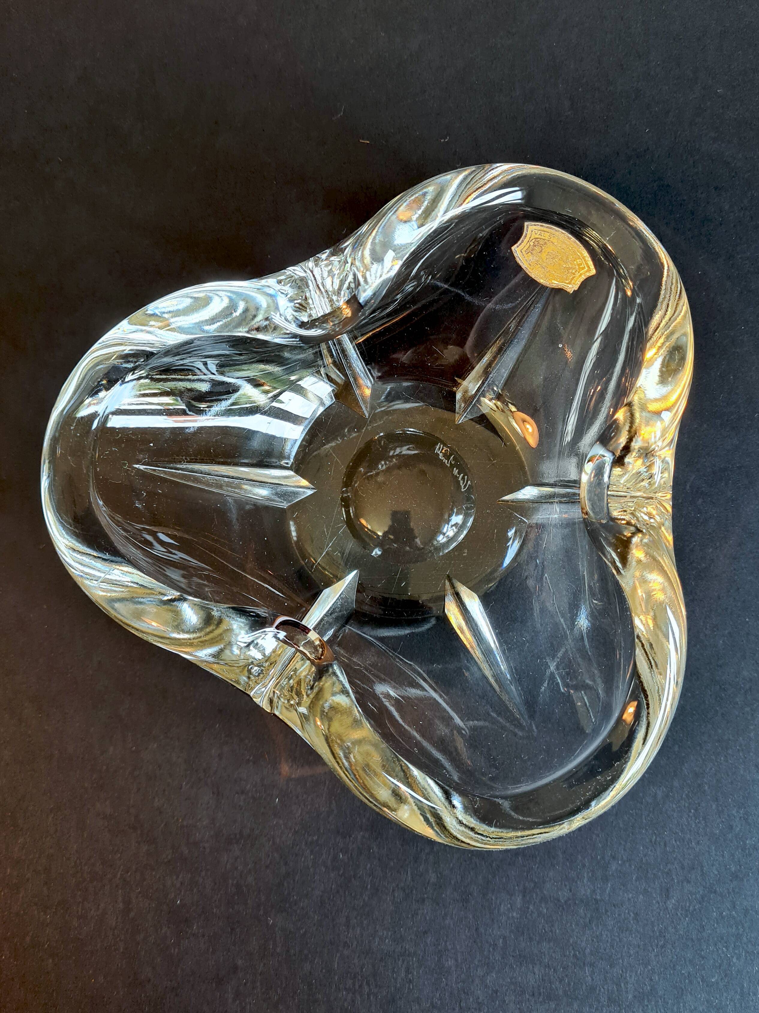Val Saint Lambert Blown Crystal Ashtray / Pocket Tray (Vintage)