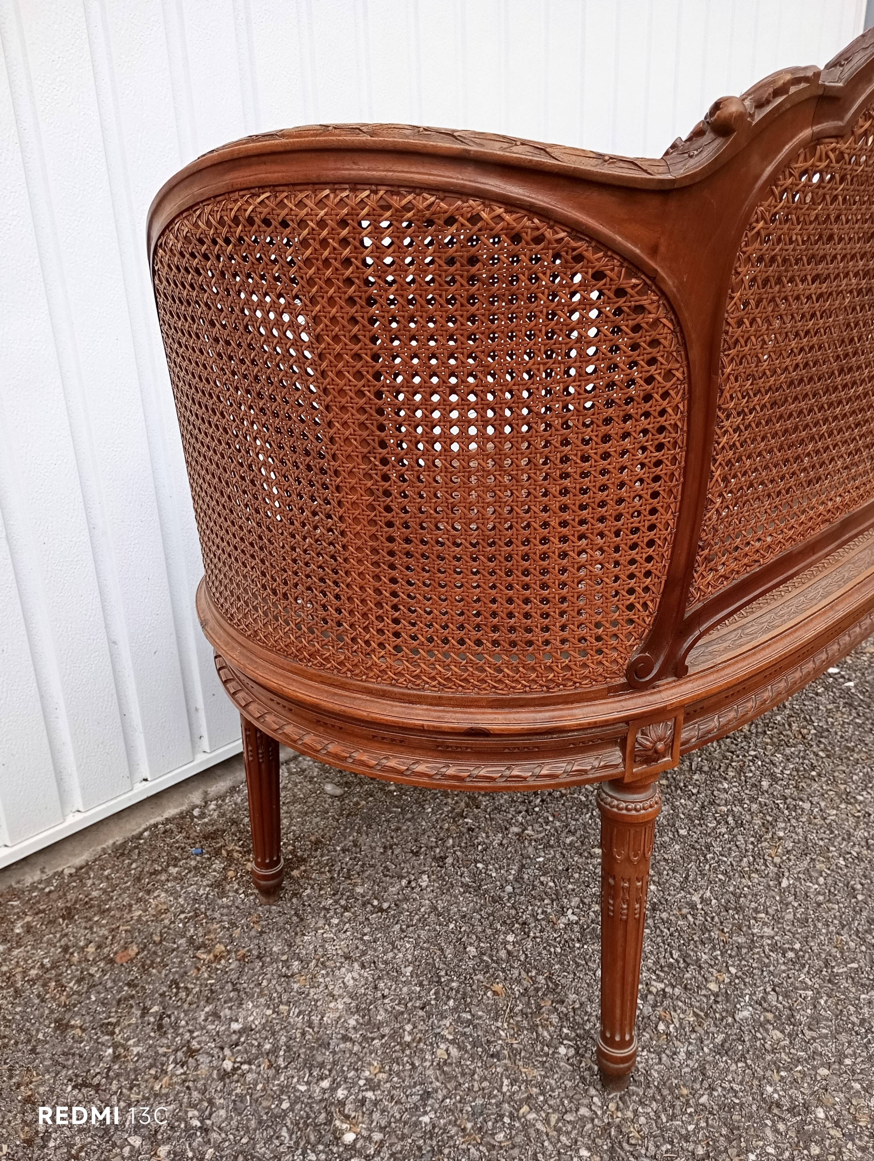 Caned bench in Louis XVI style