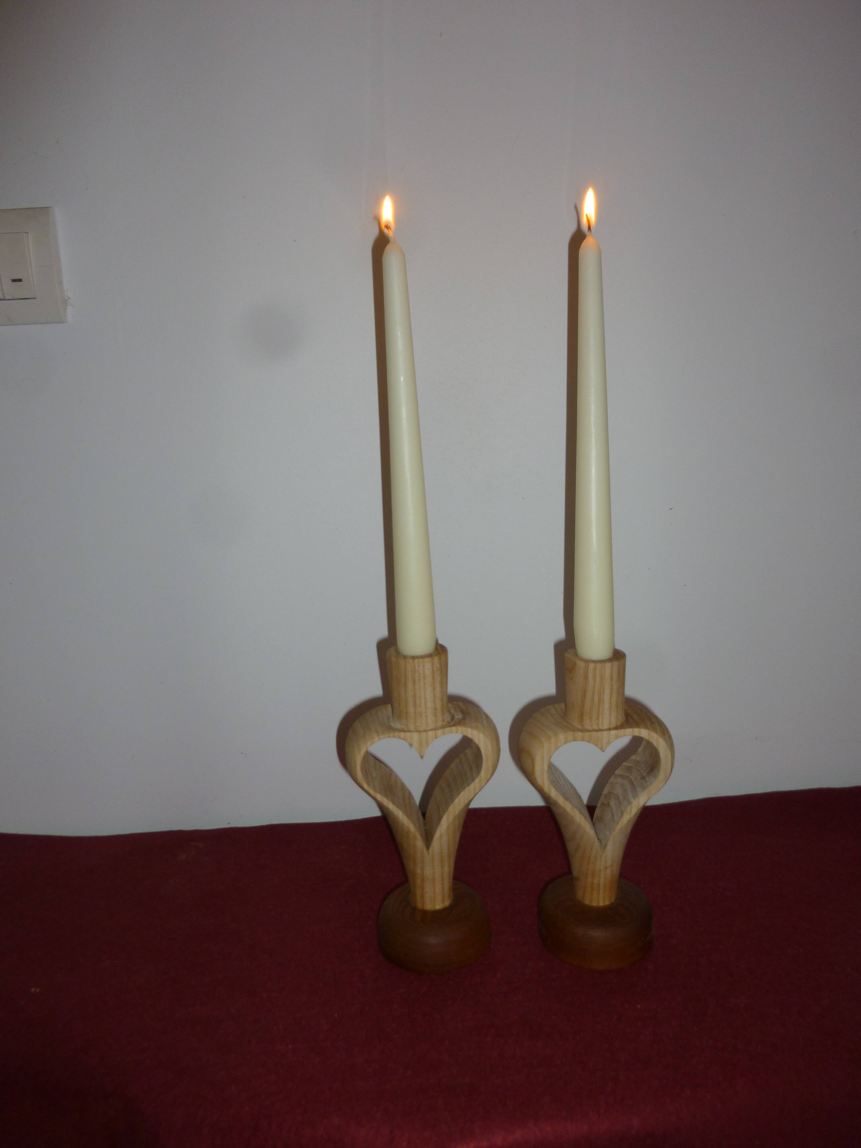 pair of heart candle holders