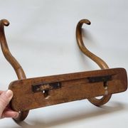 Double Patère bistrot Porte Manteau en bois courbé début XXème