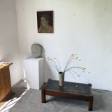 Table basse en chêne et ardoise 1950