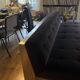 Red Edition Stanley 3-seater sofa with matching chocolate velvet storage.